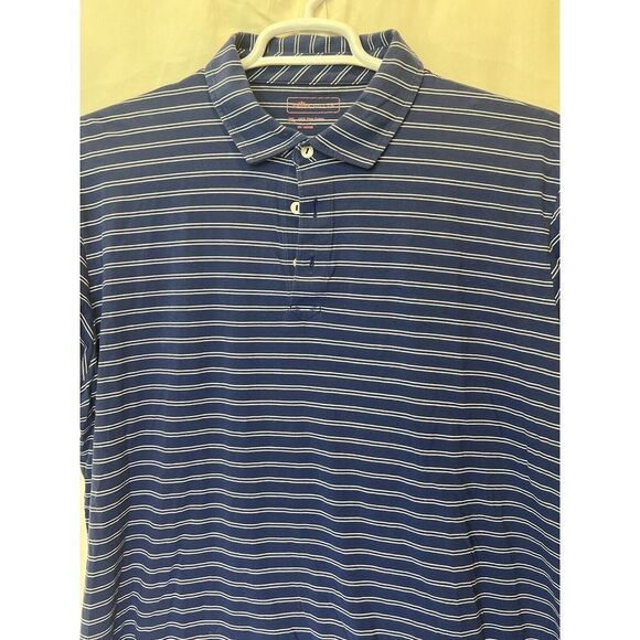 Peter Millar Other - Peter Millar Polo XL Pima Cotton Navy‎ White Stripe ShortSleeve Sea Island Golf